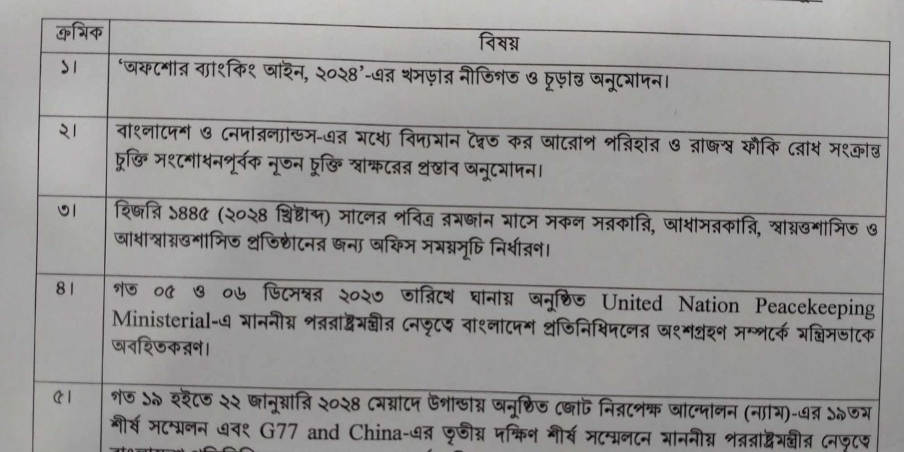 রমজানে সরকারি, আধা সরকারি ও স্বায়ত্বশাসিত অফিসের সময়সূচি সকাল ৯টা থেকে বিকাল সাড়ে ৩টা পর্যন্ত।