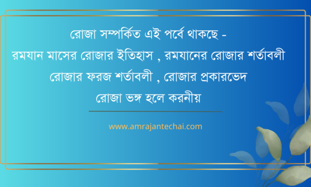 রোজার ইতিহাস, রোজার ফরজ শর্তাবলী, প্রকারভেদ এবং রোজা ভঙ্গ হলে করনীয়